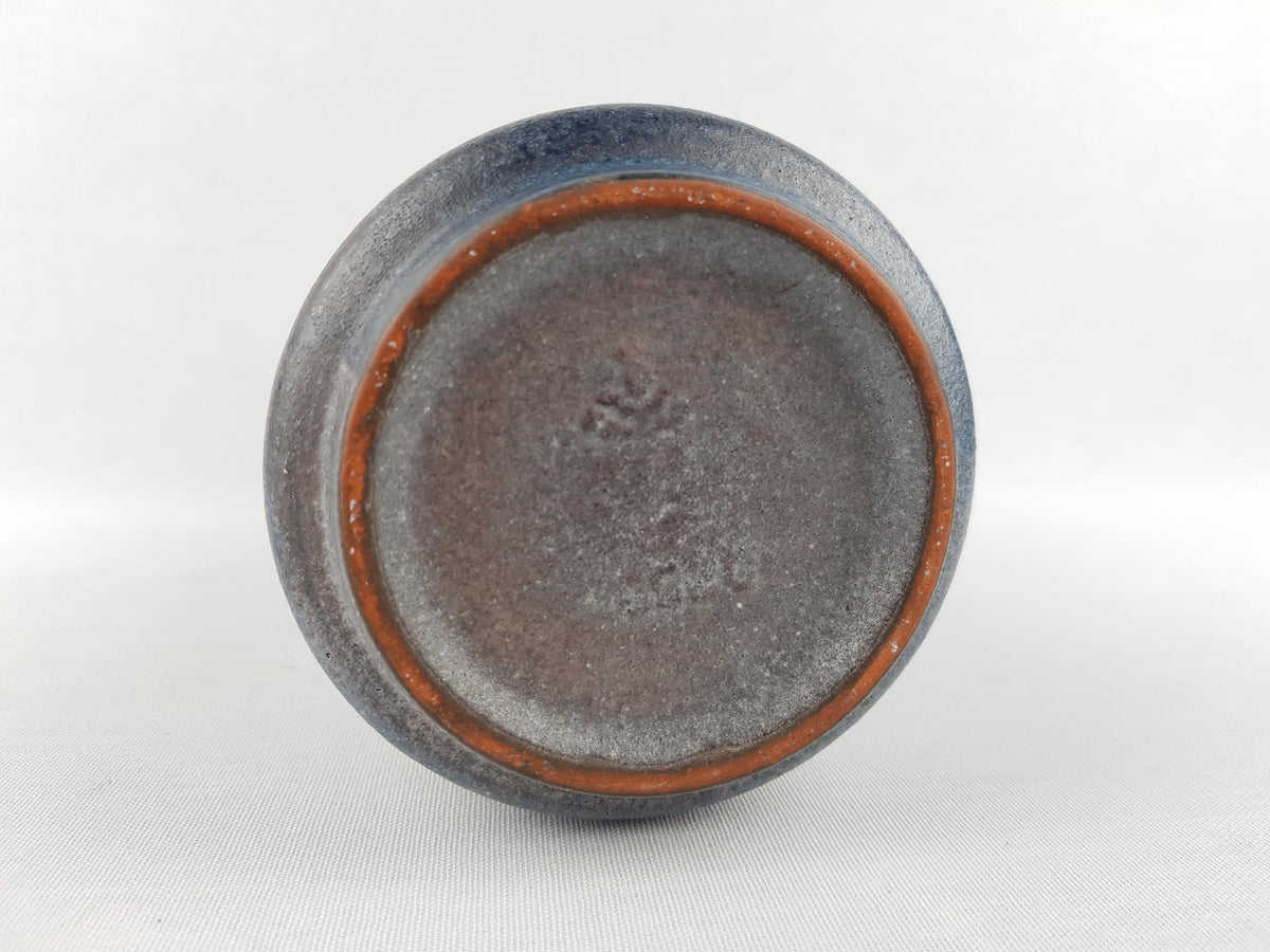 Vintage KARLSRUHER MAJOLIKA Blue Cylinder Vase by Friedegart Glatzle West German Pottery 1960s