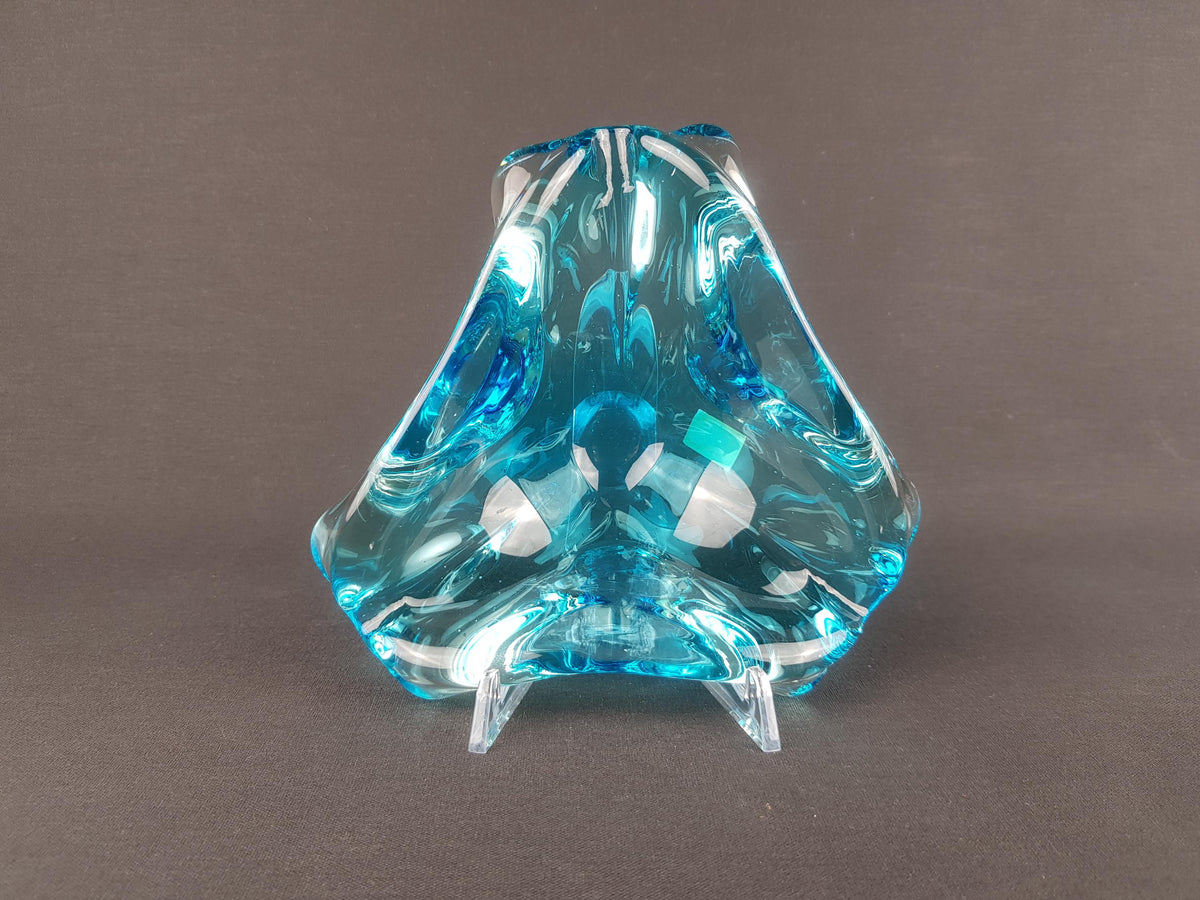 Vintage MURANO GLASS Blue Bowl | Ashtray Italian Art Glass | 1960-70s