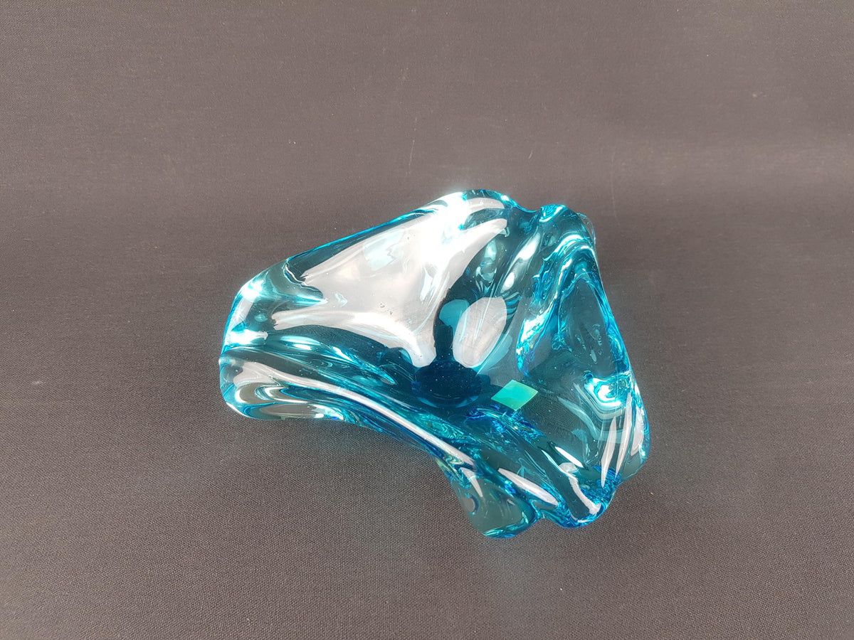 Vintage MURANO GLASS Blue Bowl | Ashtray Italian Art Glass | 1960-70s