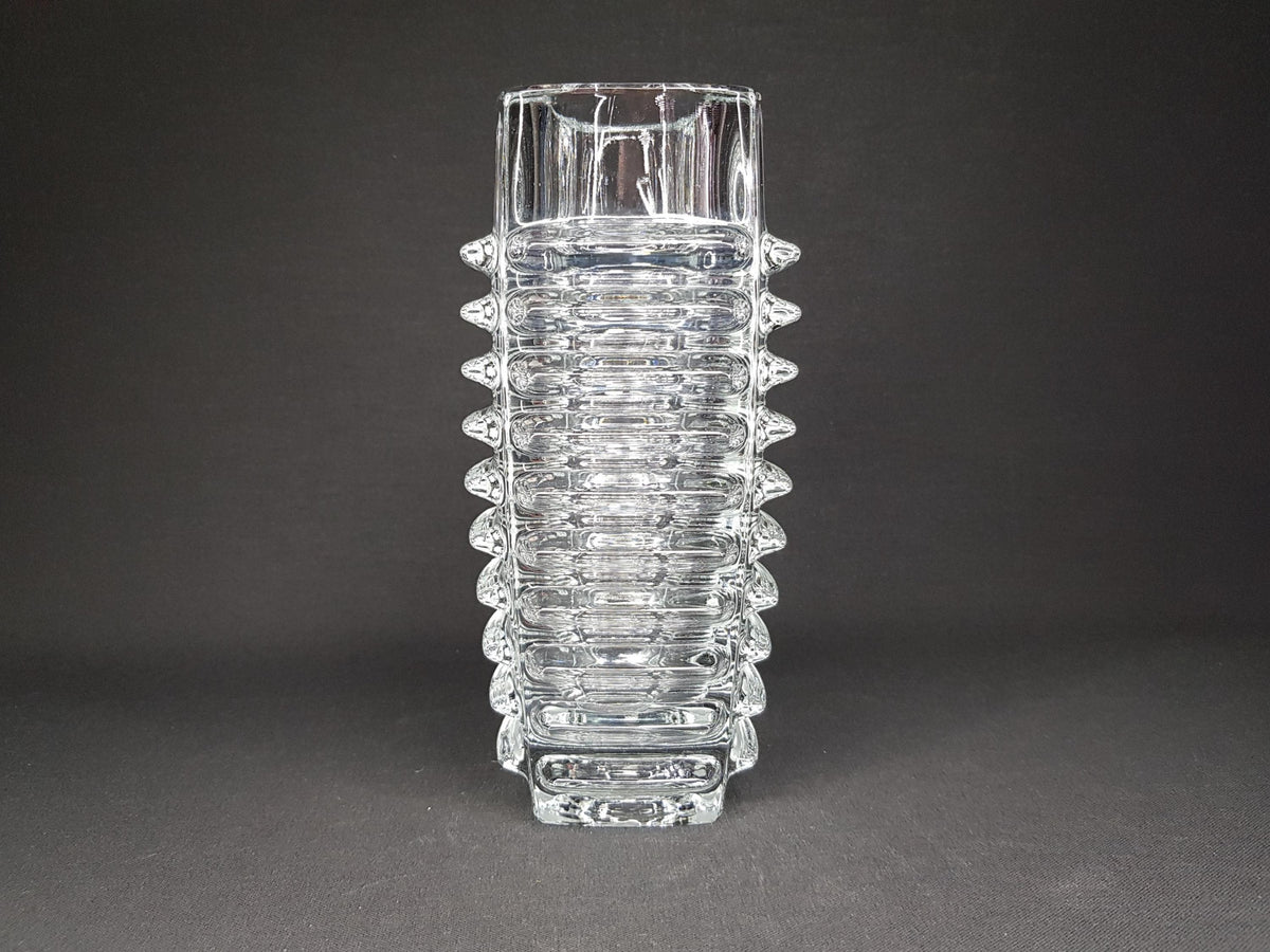 Vintage Czech Pressed Glass Vase by FRANTISEK VIZNER for Sklo Union Rosice Czechoslovakian 1963s