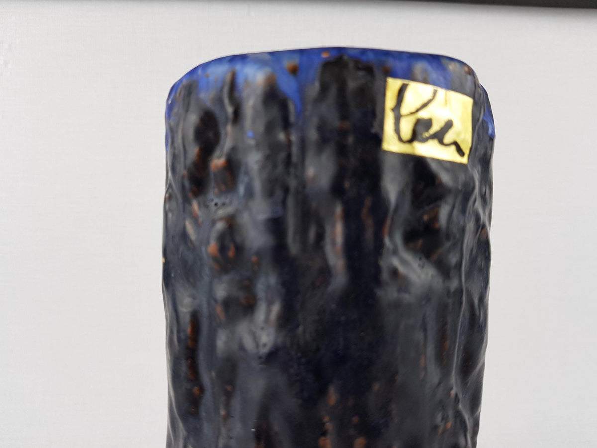 Vintage SCHAFFENACKER Studio Art Pottery Dark Brown and Blue Vase 904 West German Pottery Fat Lava Era 1960s