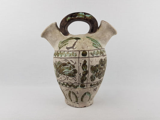 Antique JEROME MASSIER Vase with Green Decor | Art Nouveau Vallauris France | 1910-1920