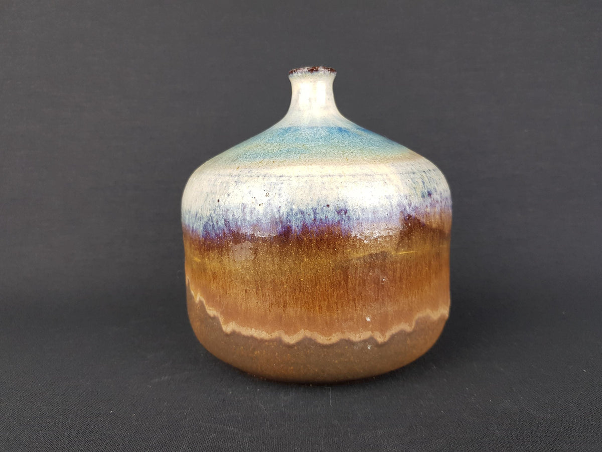 Vintage STUDIO ART POTTERY Brown and Blue Vase, Germany 1960s 1970s