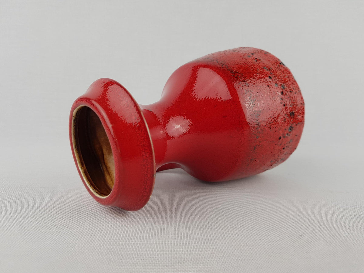 Vintage STEULER KERAMIK Handled Red Fat Lava Vase 315-15 West German Pottery 1960s
