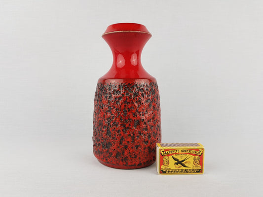 Vintage STEULER KERAMIK Red Fat Lava Vase 318-20 West German Pottery 1960s