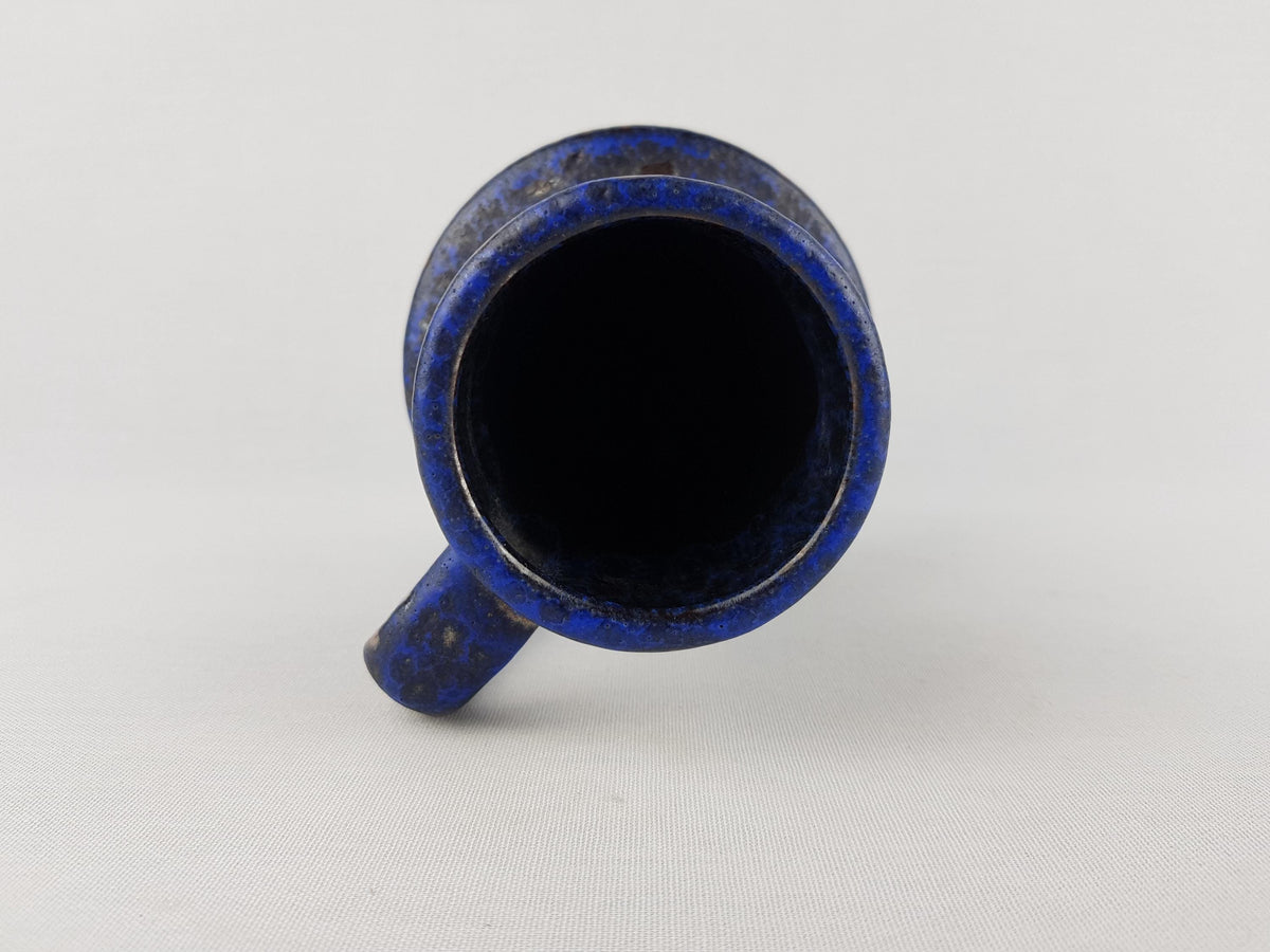 Vintage STEULER KERAMIK Handled Blue and Brown Fat Lava Jug Vase 141-20 West German Pottery 1960s