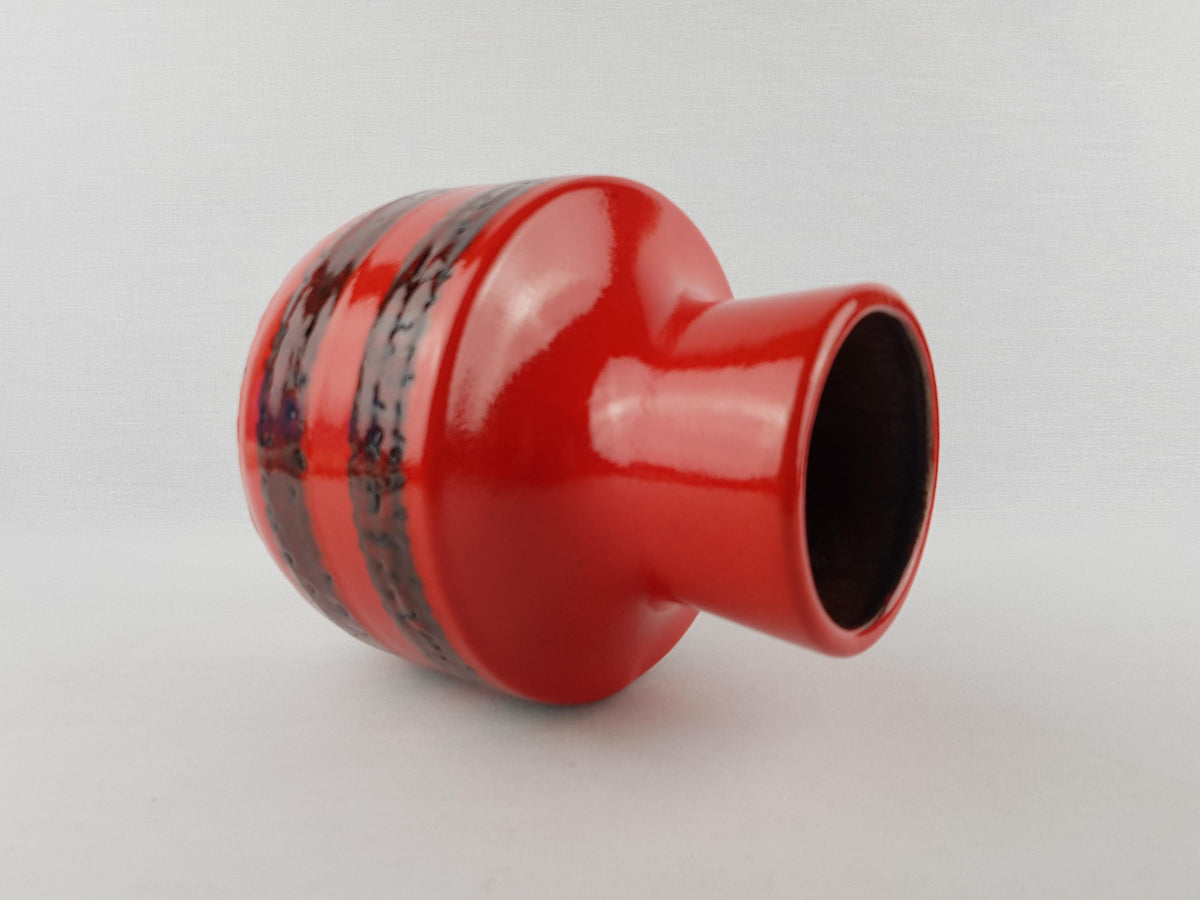 Vintage STEULER KERAMIK Red Fat Lava Vase 140-20 West German Pottery 1960s