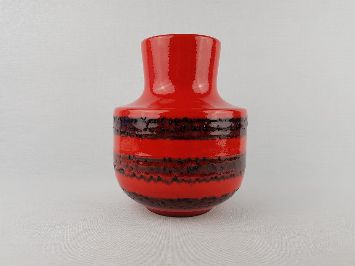 Vintage STEULER KERAMIK Red Fat Lava Vase 140-20 West German Pottery 1960s