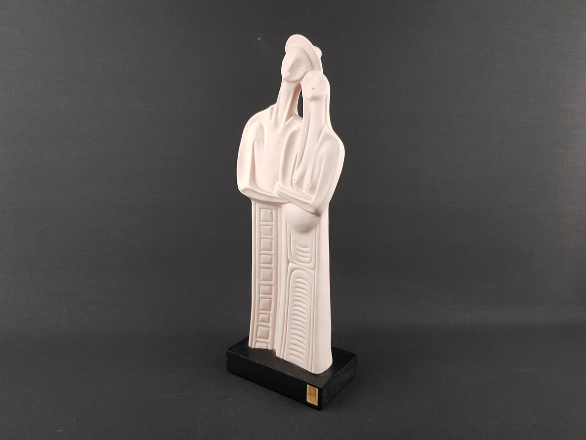 Vintage ROBERTO RIGON White Couple Man and Pregnant Woman Figurine Italian Pottery 1970s