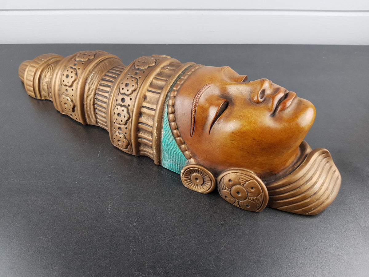 Large Vintage ACHATIT WERKSTÄTTEN Asian Lady Wall Mask 6068 By Hans Schirmer from West Germany 1950s 1960s