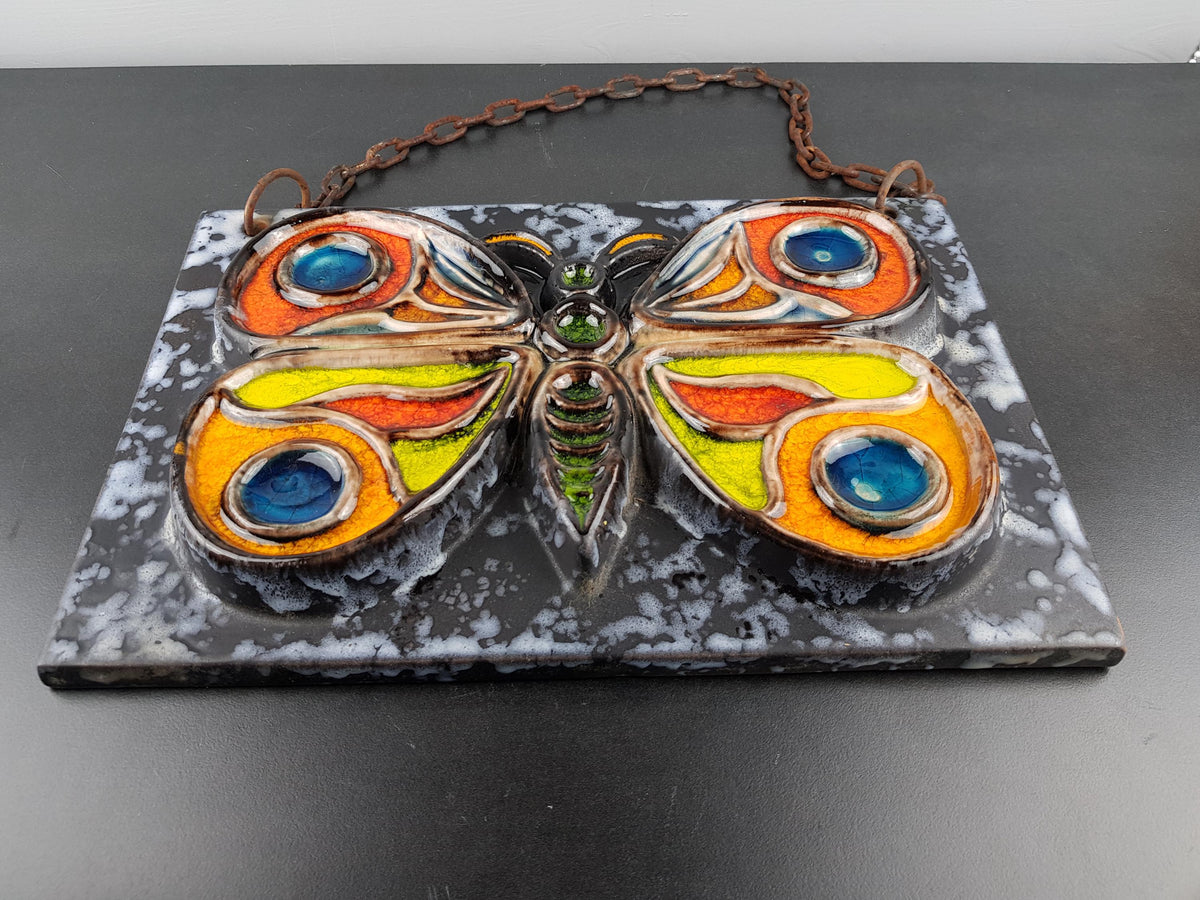 Vintage CARSTENS LUXUS Serie Wall Plate with Butterfly Decor West German Pottery 1960s