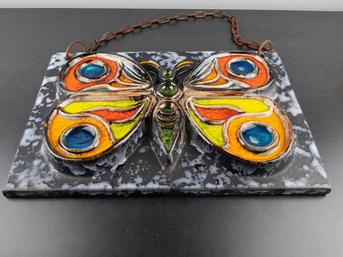 Vintage CARSTENS LUXUS Serie Wall Plate with Butterfly Decor West German Pottery 1960s