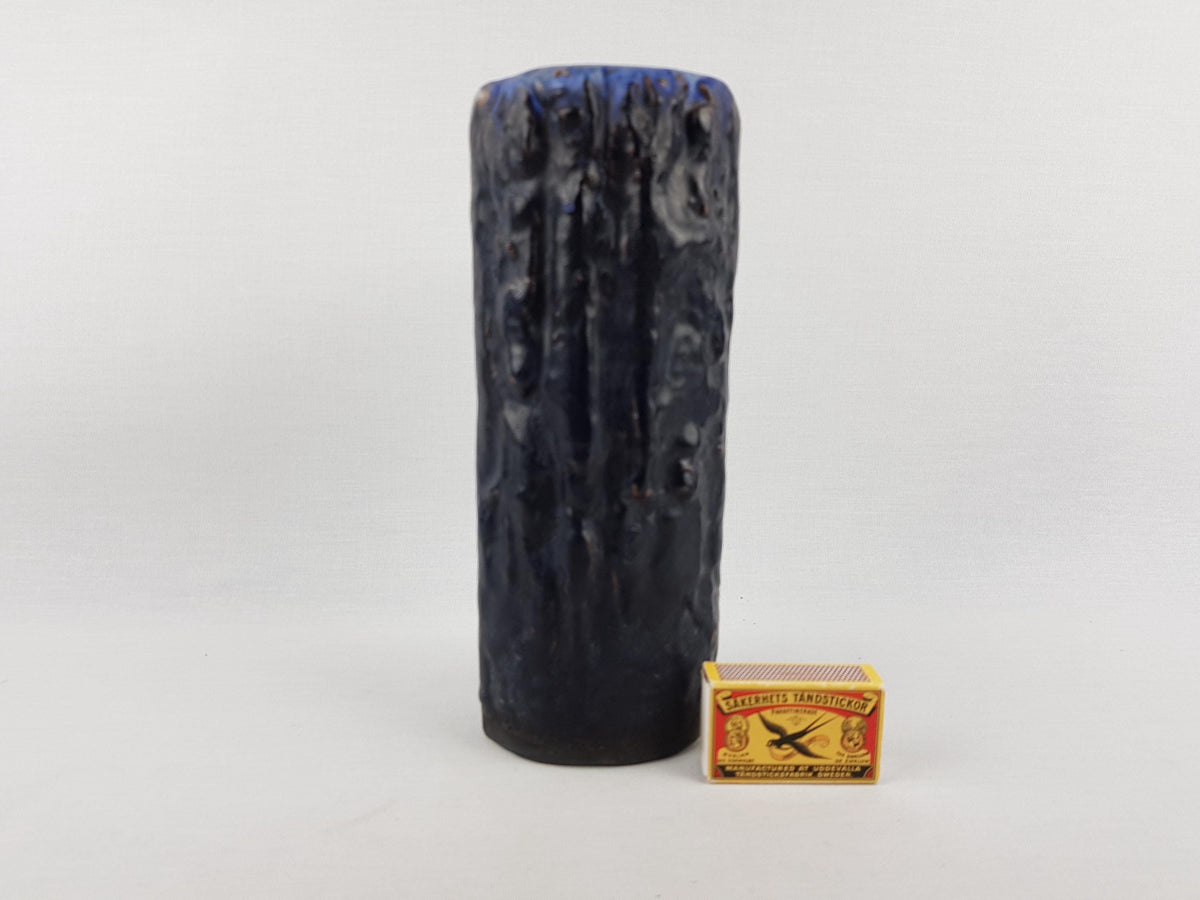 Vintage SCHAFFENACKER Studio Art Pottery Dark Brown and Blue Vase 904 West German Pottery Fat Lava Era 1960s