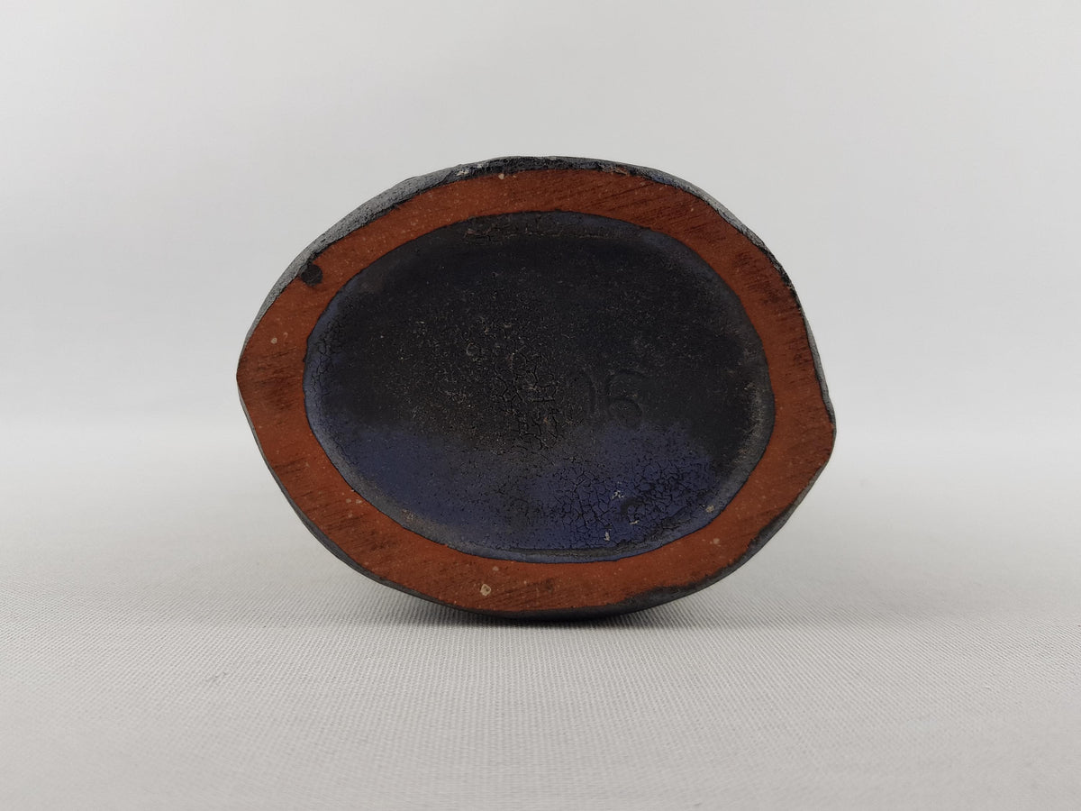 Vintage SCHAFFENACKER Studio Art Pottery Dark Brown and Blue Vase 904 West German Pottery Fat Lava Era 1960s