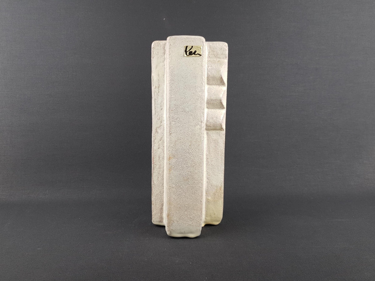 Vintage HELMUT SCHAFFENACKER Studio Art Pottery Beige Vase V39/2 West German Pottery Fat Lava Era 1960s