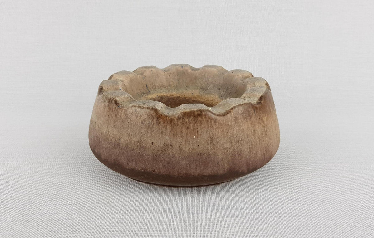 Vintage VEB STREHLA Beige and Brown Bowl / Ashtray East German Pottery 1960s
