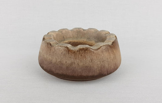 Vintage VEB STREHLA Beige and Brown Bowl / Ashtray East German Pottery 1960s