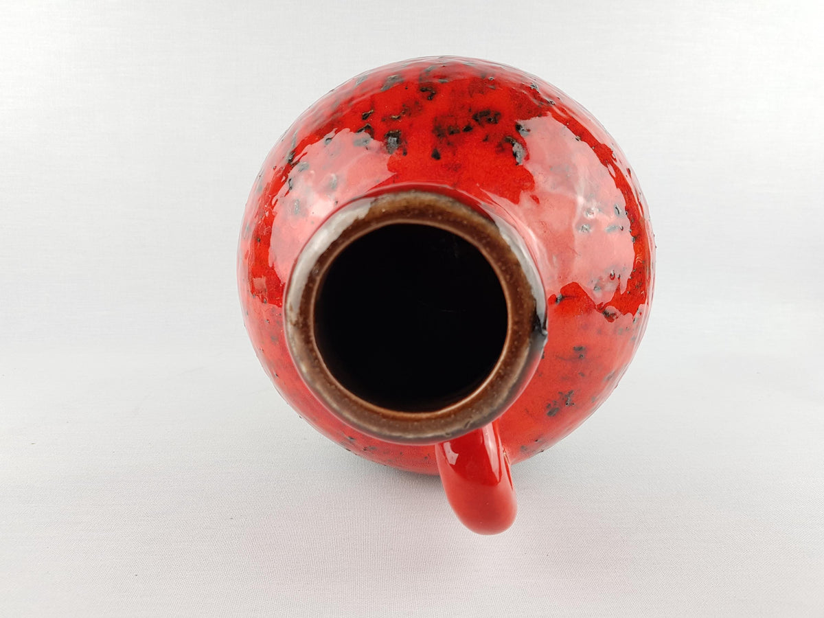 Vintage CARSTENS ATELIER Tonnieshof Black and Red Textured Vase C237-27 West German Pottery 1968s