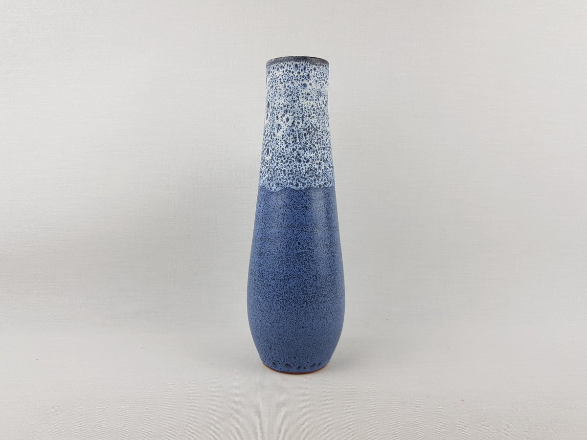 Vintage GRAMANN RÖMHILD Topferei Studio Art Pottery Speckled Blue and White Vase East German Pottery 1960s