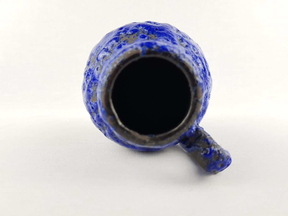 Vintage SCHEURICH KERAMIK Black and Blue Fat Lava Vase 414-16 West German Pottery 1960s