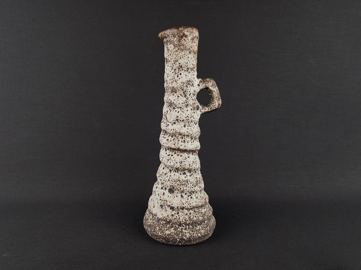 Vintage VEST KERAMIEK Beige Fat Lava Vase Dutch Pottery K10 By Marius van Woerden 1970s