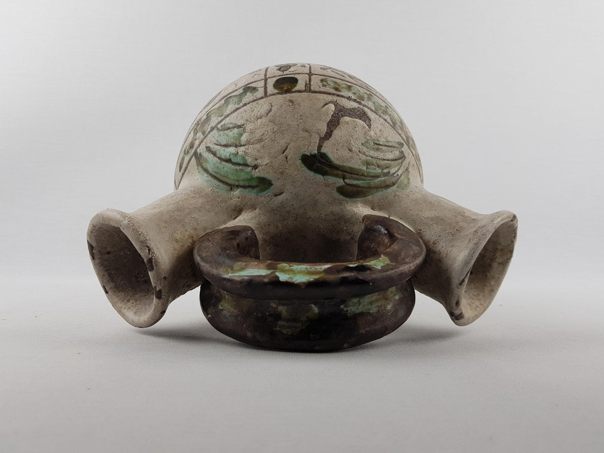 Antique JEROME MASSIER Vase with Green Decor | Art Nouveau Vallauris France | 1910-1920