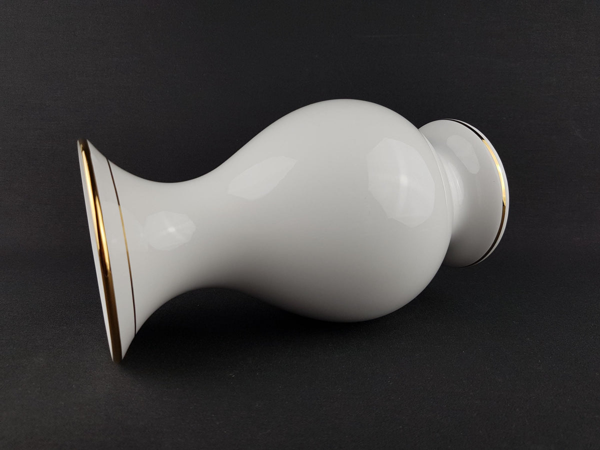 Vintage MODICA KERAMIEK GOUDA White Vase With Golden Rim 314 Dutch Pottery 1970s