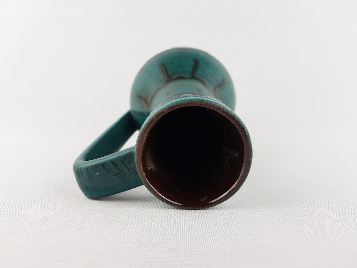 Vintage CARSTENS KERAMIK Handled Teal Blue Vase 1505-23 West German Pottery 1960s
