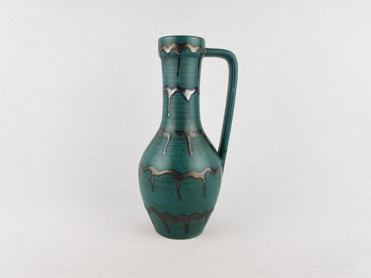 Vintage CARSTENS KERAMIK Handled Teal Blue Vase 1505-23 West German Pottery 1960s