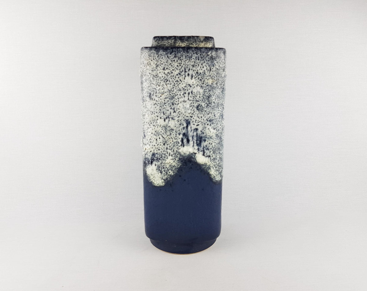 Vintage DÜMLER & BREIDEN Blue Rectangular Fat Lava Vase 84 36 West German Pottery 1960s 1970s