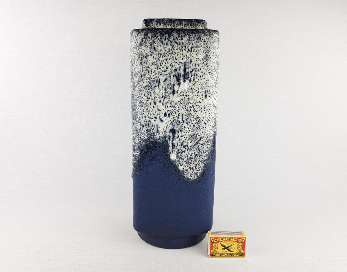 Vintage DÜMLER & BREIDEN Blue Rectangular Fat Lava Vase 84 36 West German Pottery 1960s 1970s