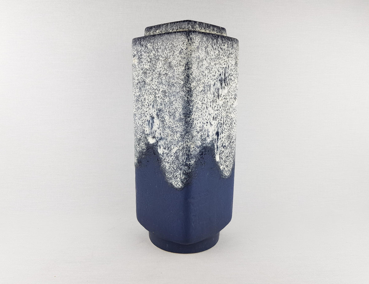 Vintage DÜMLER & BREIDEN Blue Rectangular Fat Lava Vase 84 36 West German Pottery 1960s 1970s