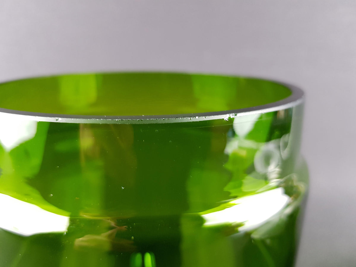 Vintage ROYAL LEERDAM KRISTALUNIE Green Cookie Jar by Floris Meydam Dutch Glass Art
