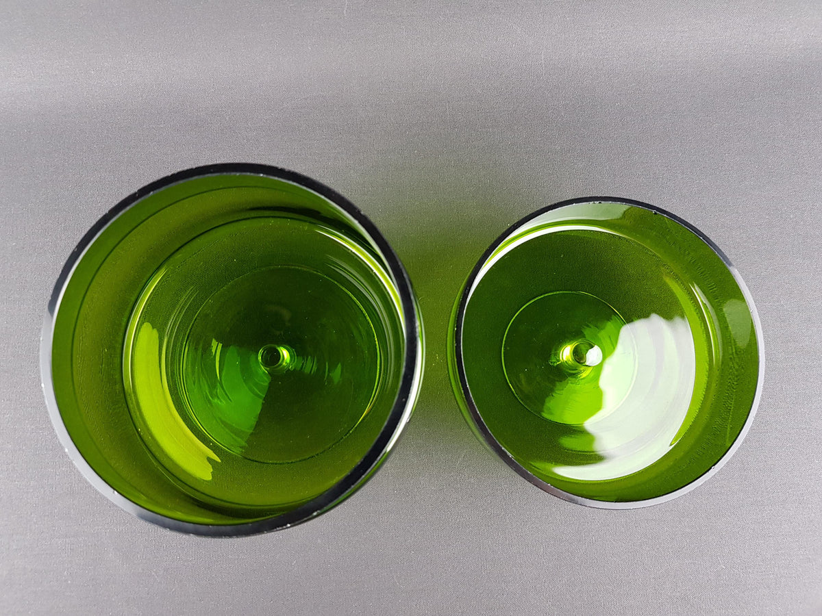Vintage ROYAL LEERDAM KRISTALUNIE Green Cookie Jar by Floris Meydam Dutch Glass Art