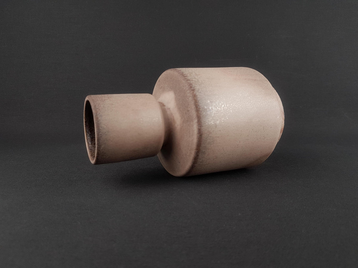 Vintage OTTO KERAMIK Soft Pink Vase With Brown Accents West German Pottery 1970s Fat Lava Era