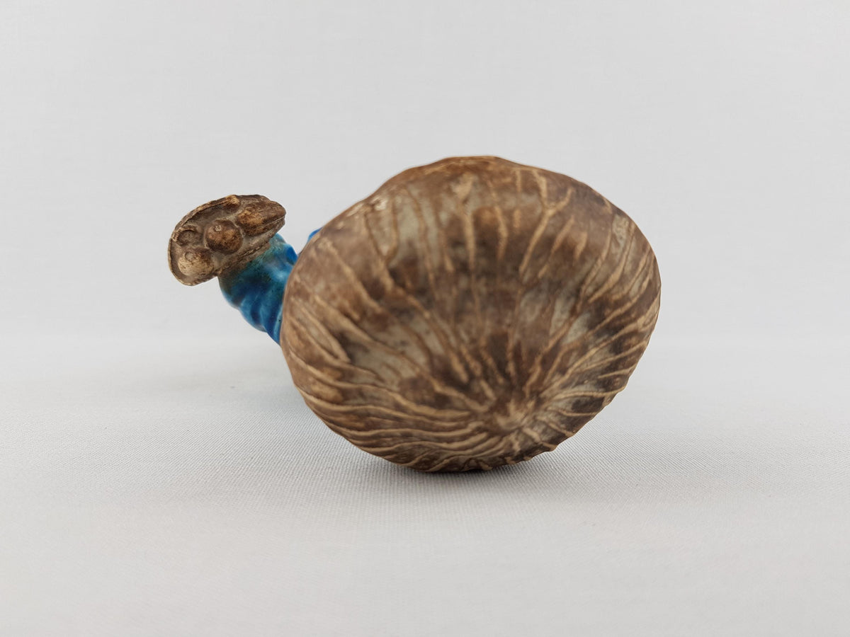 RARE Vintage URBANO ZACCAGNINI Chinese Lady in Blue with Mushroom Hat Figurine Italian Pottery 1950s 1960s