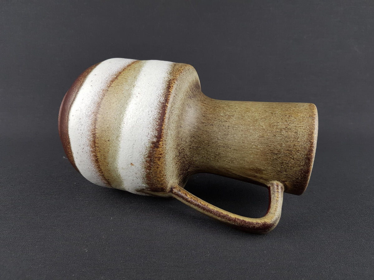 Vintage STEULER KERAMIK Handled Green and White Jug Vase 141-20 West German Pottery 1960s