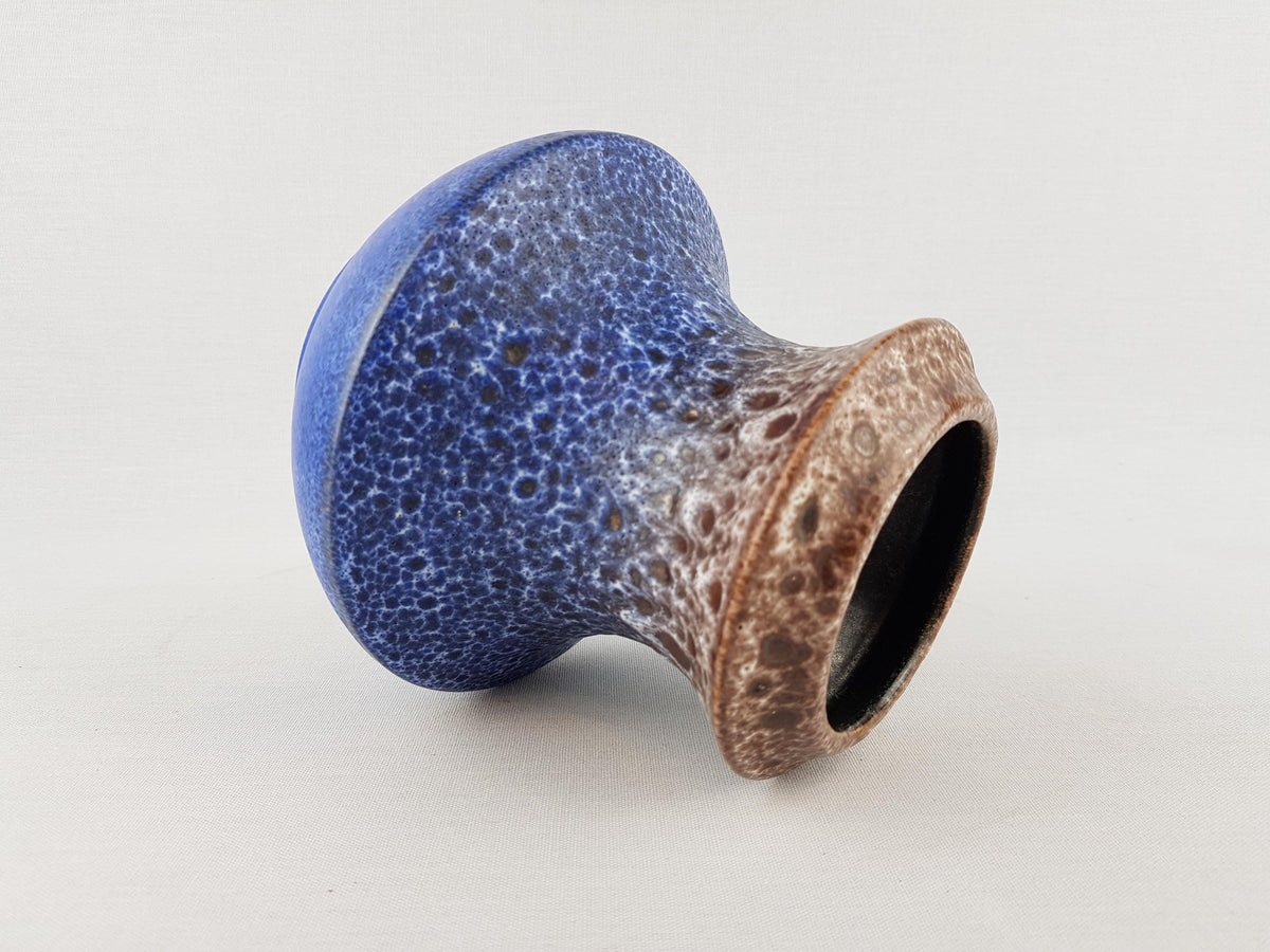 Vintage STEULER KERAMIK Blue and Brown Fat Lava Vase 316-15 West German Pottery 1960s