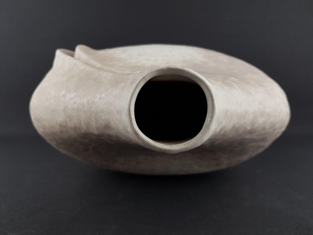 Vintage HEIBI KERAMIK White Mottled FLOOR Vase 1116 German Pottery 1960s 1970s