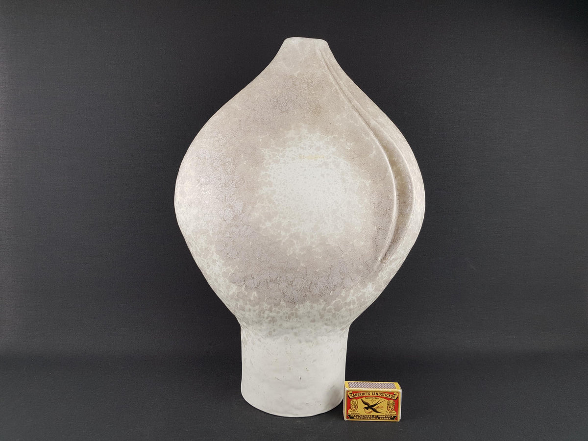 Vintage HEIBI KERAMIK White Mottled FLOOR Vase 1116 German Pottery 1960s 1970s