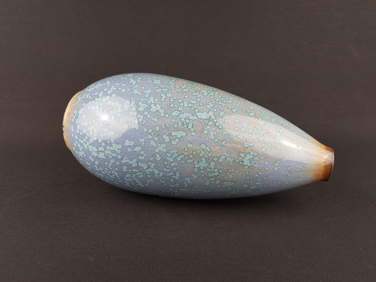 Vintage HEIN SEVERIJNS Purple and Blue Speckled Vase Dutch Studio Art Pottery 1980s