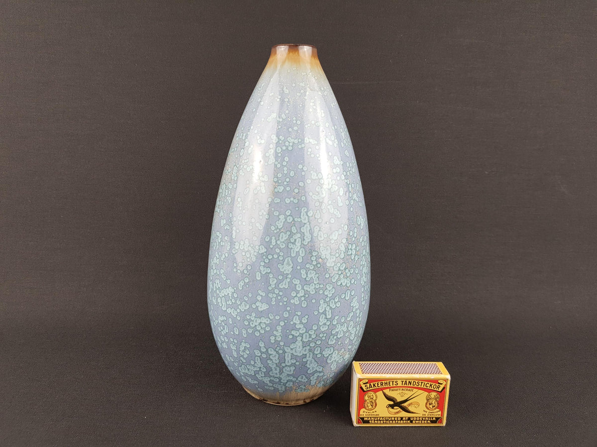 Vintage HEIN SEVERIJNS Purple and Blue Speckled Vase Dutch Studio Art Pottery 1980s