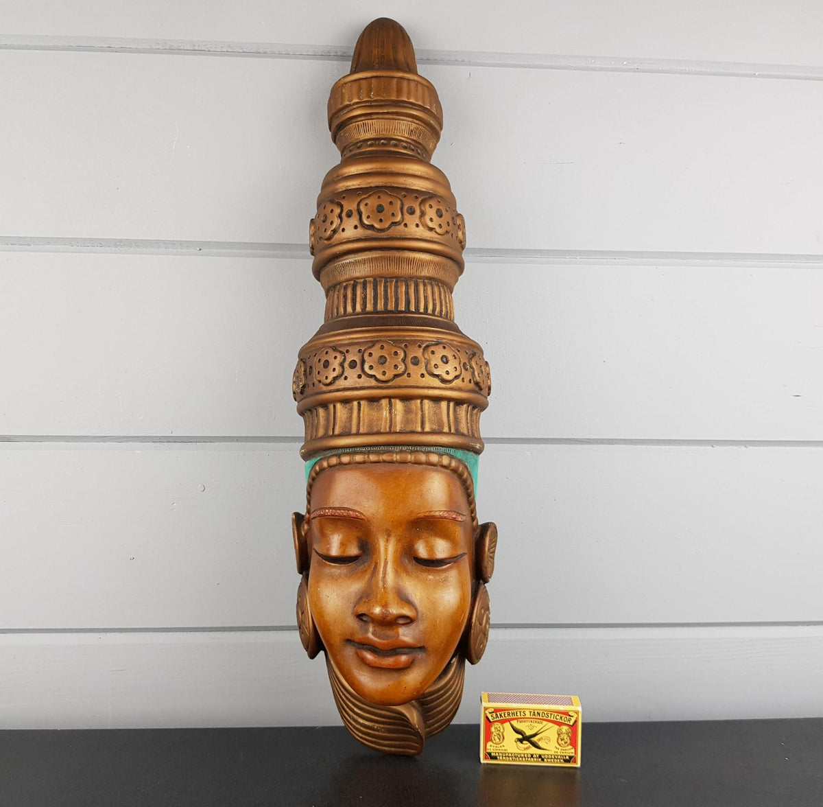 Large Vintage ACHATIT WERKSTÄTTEN Asian Lady Wall Mask 6068 By Hans Schirmer from West Germany 1950s 1960s
