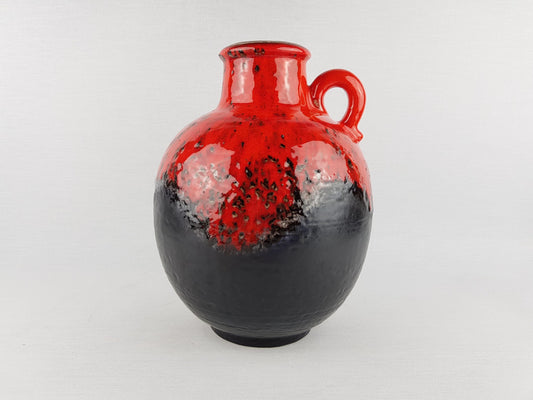 Vintage CARSTENS ATELIER Tonnieshof Black and Red Textured Vase C237-27 West German Pottery 1968s