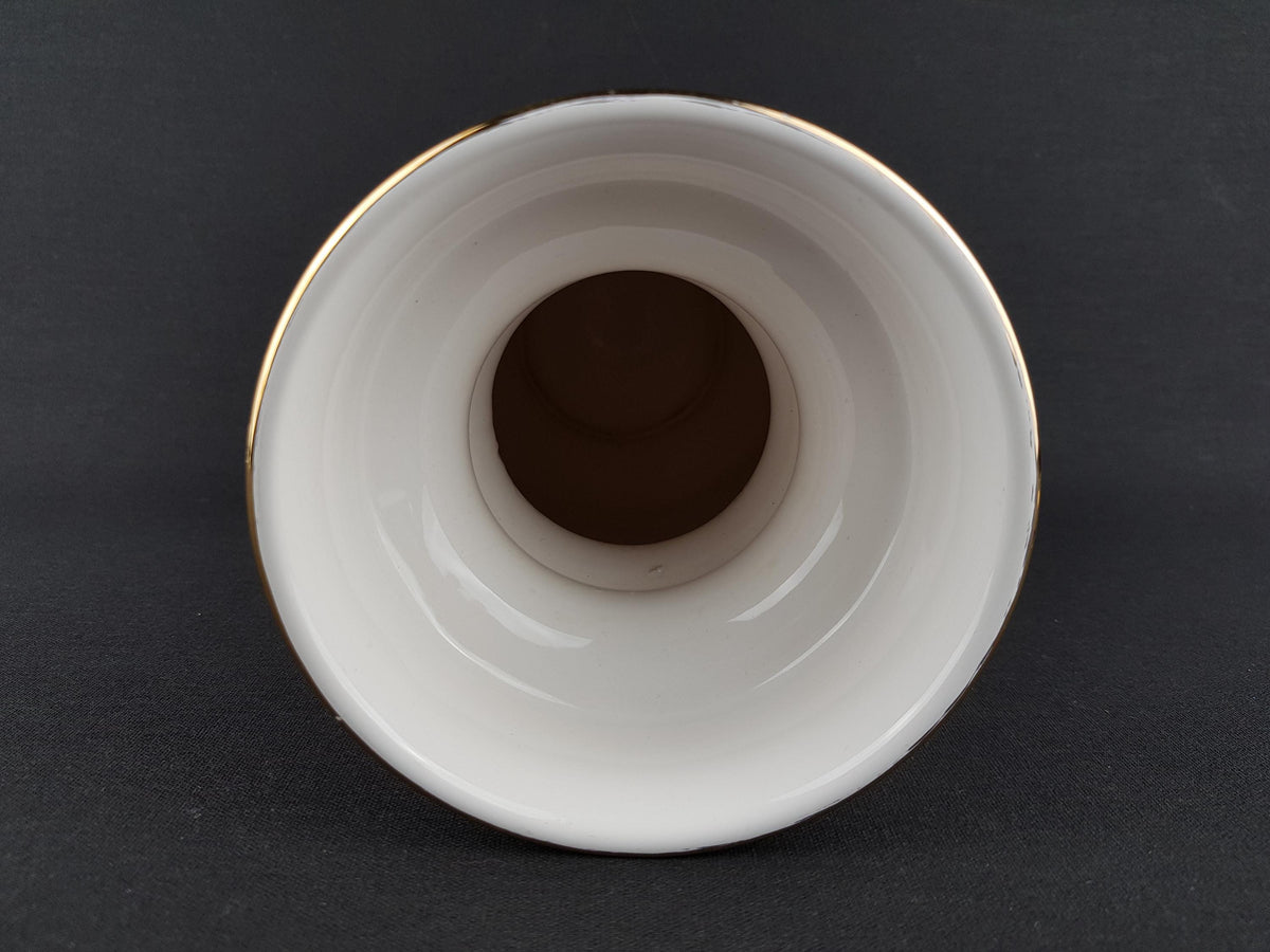 Vintage MODICA KERAMIEK GOUDA White Vase With Golden Rim 184 Dutch Pottery 1970s