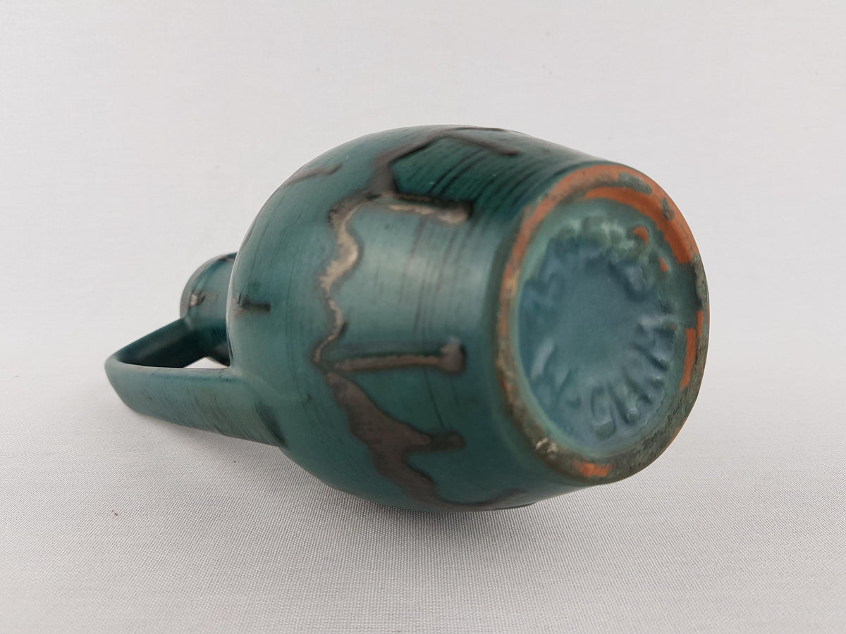 Vintage CARSTENS KERAMIK Handled Teal Blue Vase 1505-23 West German Pottery 1960s