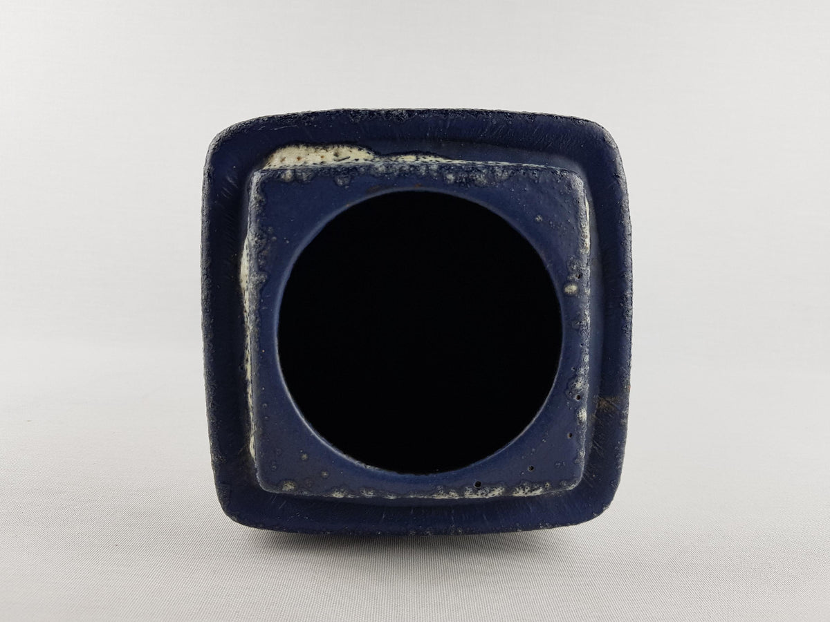 Vintage DÜMLER & BREIDEN Blue Rectangular Fat Lava Vase 84 36 West German Pottery 1960s 1970s