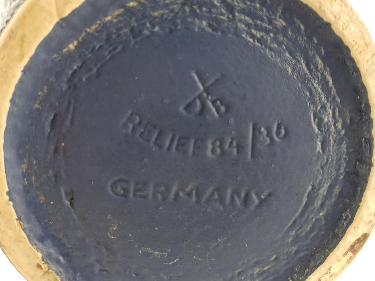 Vintage DÜMLER & BREIDEN Blue Rectangular Fat Lava Vase 84 36 West German Pottery 1960s 1970s