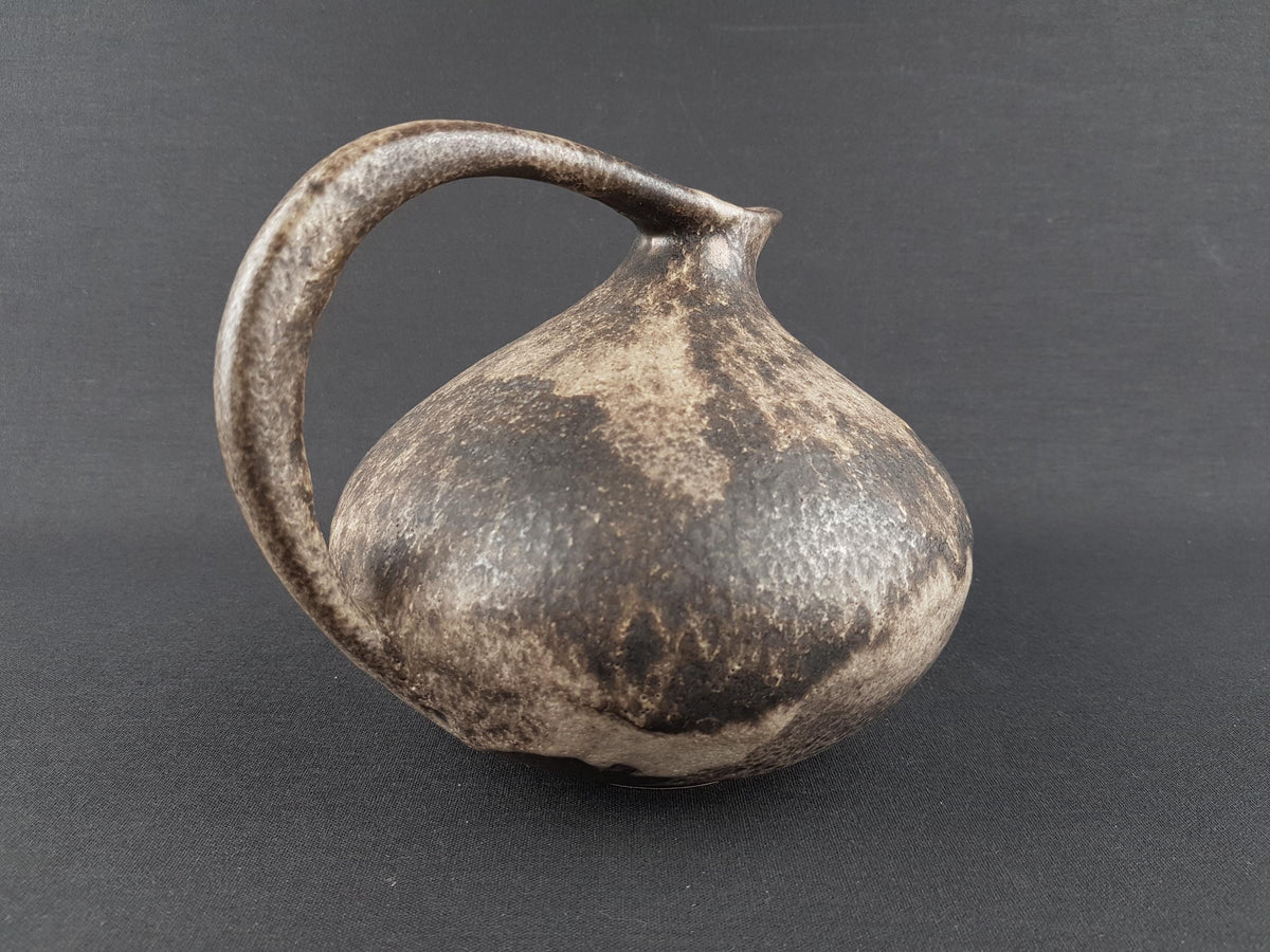 Vintage RUSCHA KERAMIK Iconic Brown Beige Pitcher Vase 313 West German Pottery 1960 1970s