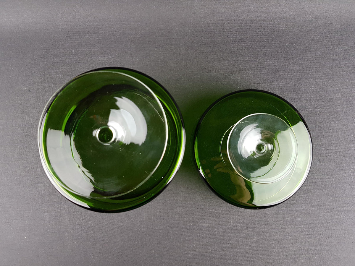 Vintage ROYAL LEERDAM KRISTALUNIE Green Cookie Jar by Floris Meydam Dutch Glass Art